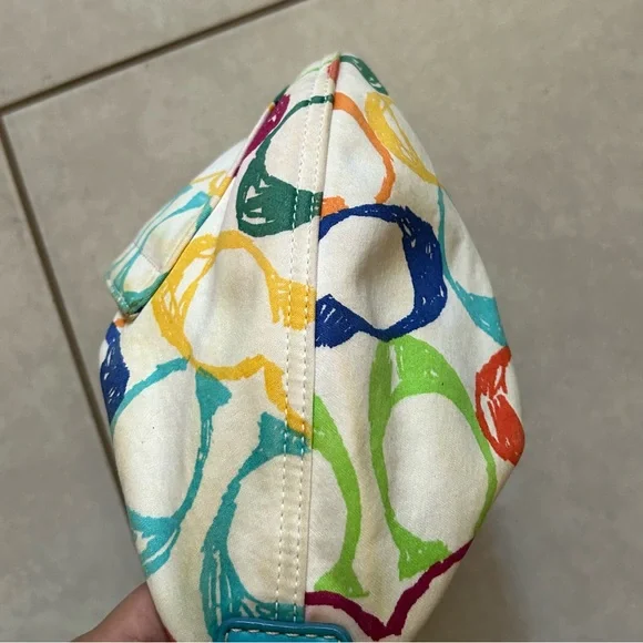 Coach Legacy Scribble Canvas Shoulder Bag with blue leather trim - Picture 5 of 9